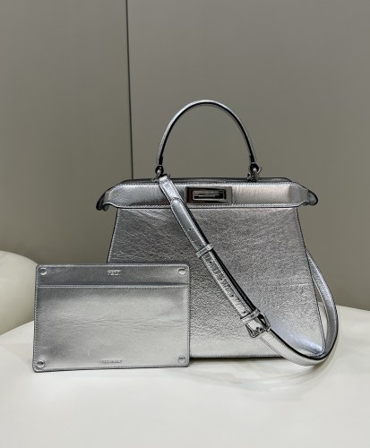 (Authentic Quality)Replica Fendi ISeeU Peekaboo 33 Cow Leather In Silver