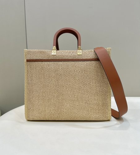 (Authentic Quality)Replica Fendi Sunshine Tote Bag 36 Straw Plaited Article