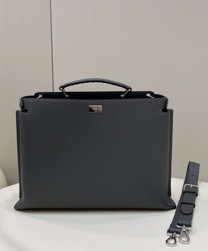 (Authentic Quality)Replica Fendi Peekaboo 41 Caviar Calf Leather For Men In Grey