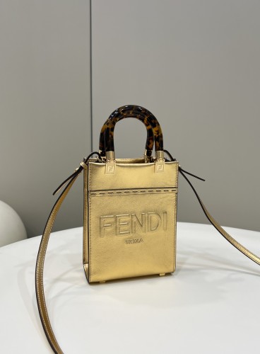 (Authentic Quality)Replica Fendi Mini Tote 13 Calf In Gold