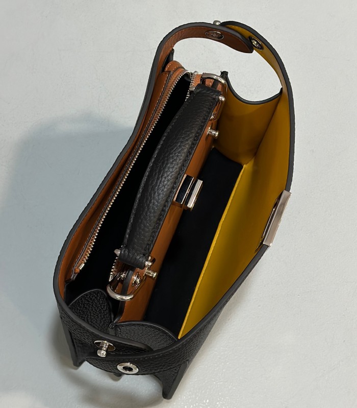 (Authentic Quality)Replica Fendi ISeeU Peekaboo 26 Caviar Calf Leather For Men In Black