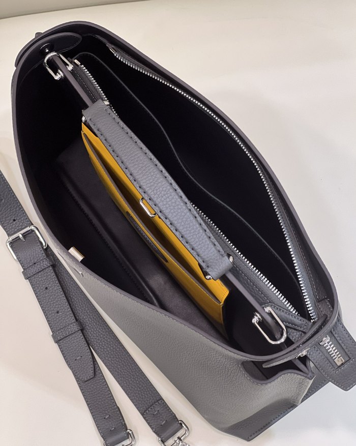 (Authentic Quality)Replica Fendi Peekaboo 41 Caviar Calf Leather For Men In Grey