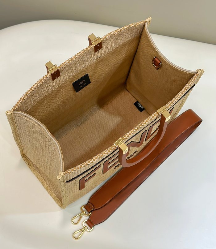 (Authentic Quality)Replica Fendi Sunshine Tote Bag 36 Straw Plaited Article