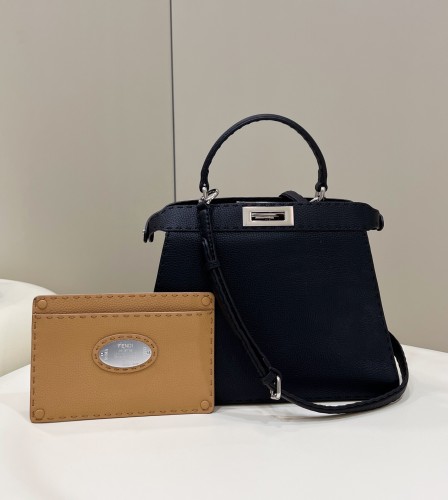 (Authentic Quality)Replica Fendi Peekaboo 33 Outside Handmade Stitch Caviar Cow Leather In Black