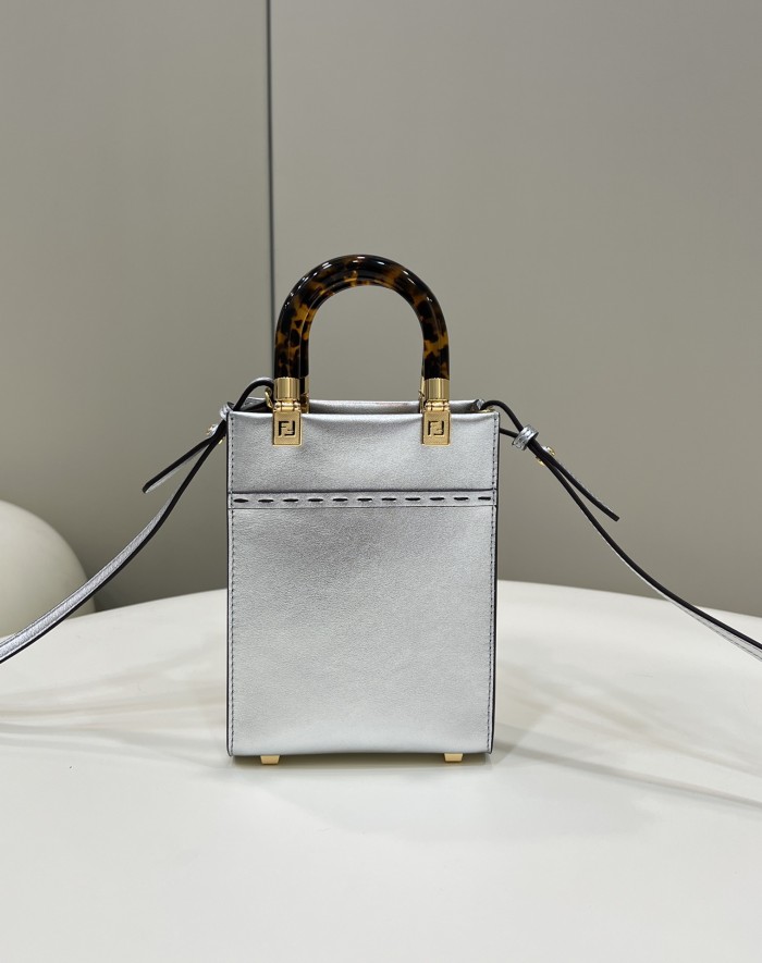 (Authentic Quality)Replica Fendi Mini Tote 13 Calf In Silver