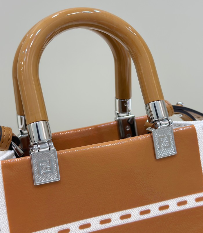 (Authentic Quality)Replica Fendi Tote Bag 13 Fabric In Brown/white