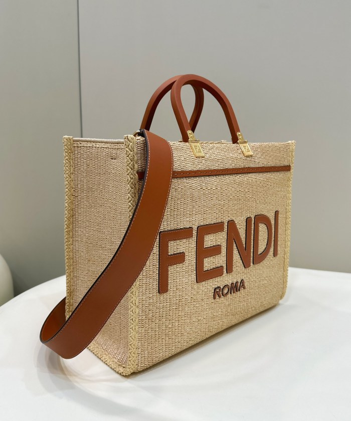 (Authentic Quality)Replica Fendi Sunshine Tote Bag 36 Straw Plaited Article