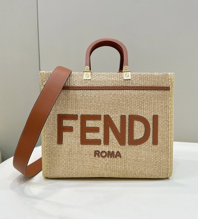 (Authentic Quality)Replica Fendi Sunshine Tote Bag 36 Straw Plaited Article
