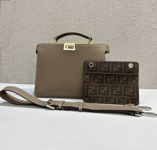 (Authentic Quality)Replica Fendi ISeeU Peekaboo 26 Caviar Calf Leather For Men In Grey