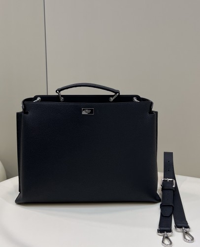 (Authentic Quality)Replica Fendi Peekaboo 41 Caviar Calf Leather For Men In Black