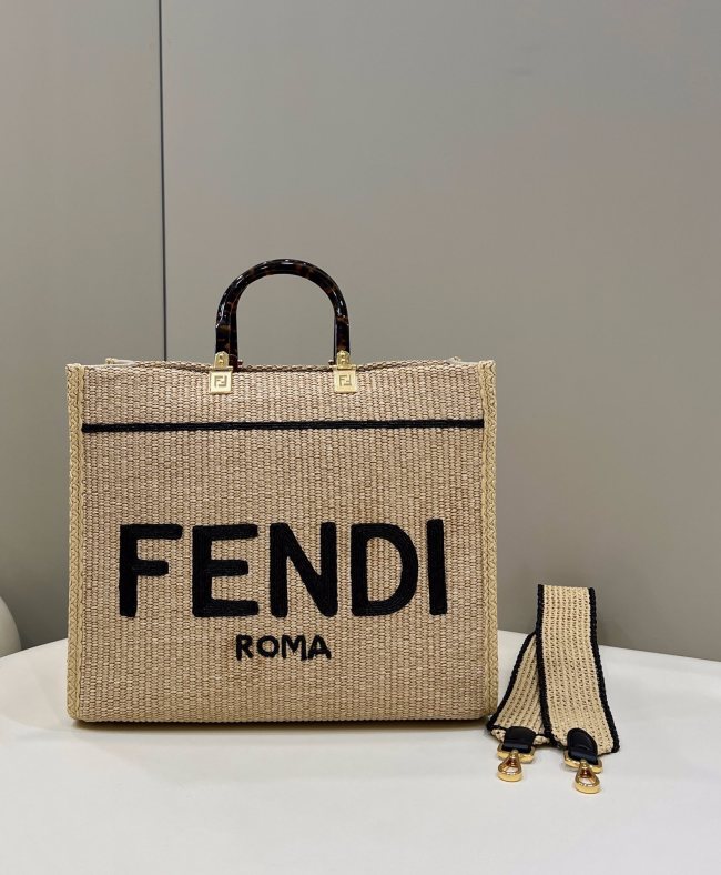 (Authentic Quality)Replica Fendi Sunshine Tote Bag 36 Straw Plaited Article