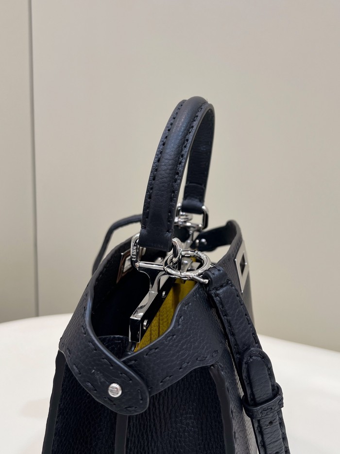 (Authentic Quality)Replica Fendi Peekaboo 33 Outside Handmade Stitch Caviar Cow Leather In Black