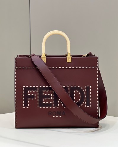 (Authentic Quality)Replica Fendi Tote Bag 36 Smooth Calf Leather Outside Stitch In Chocolate