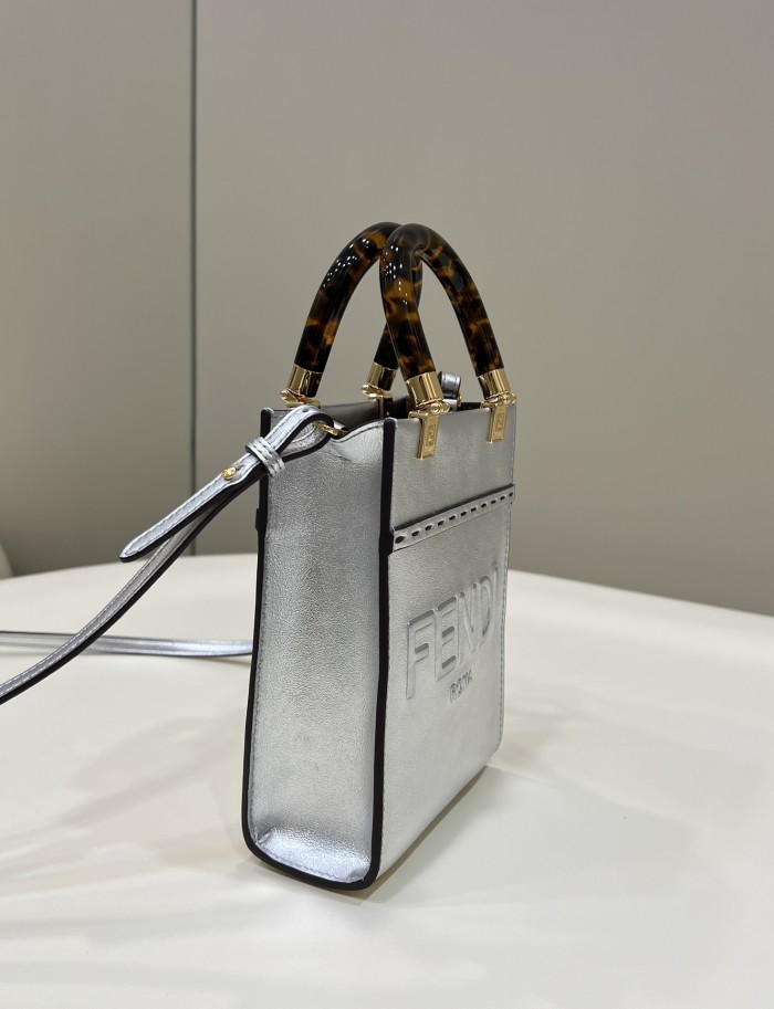 (Authentic Quality)Replica Fendi Mini Tote 13 Calf In Silver