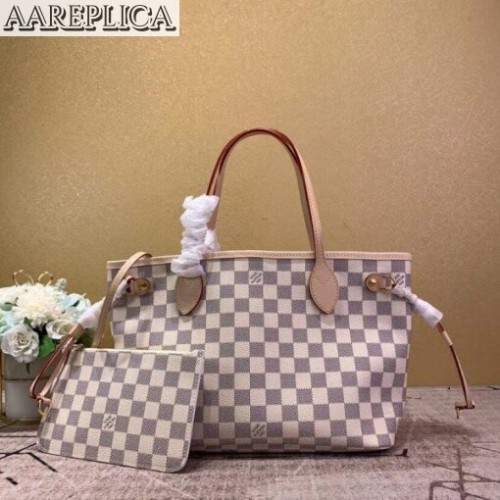 Replica Louis Vuitton Neverfull PM Bag Damier Azur N41362 BLV032