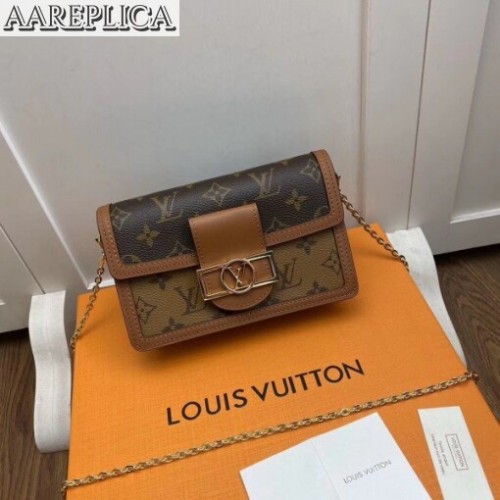 Replica Louis Vuitton Dauphine Chain Wallet Monogram Reverse M68746 BLV365