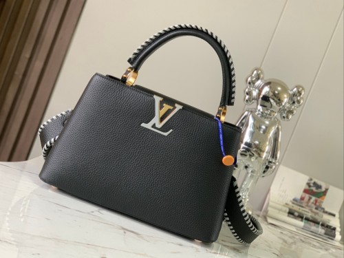 Replica Louis Vuitton Capucines MM LV Bag Etain Metallic Gray M21121