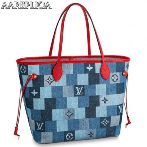 Replica Louis Vuitton Neverfull MM Bag Monogram Denim M44981 BLV480