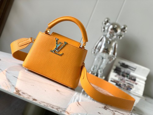 Replica Louis Vuitton Capucines Mini LV Bag Safran Imperial Yellow M21168