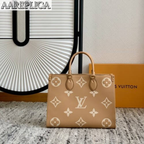 Replica Louis Vuitton LV ONTHEGO MM Arizona Beige Bag M45982