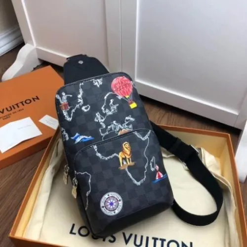 Replica Louis Vuitton Avenue Sling Bag Damier Graphite Maps N40237 BLV859