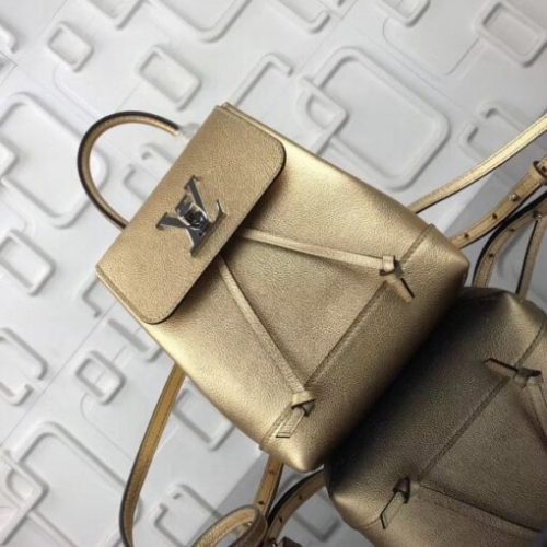 Replica Louis Vuitton Gold Lockme Mini Backpack M54575 BLV026