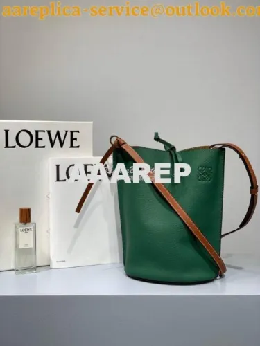 Replica Loewe Gate Bucket 66088 Green/Pecan
