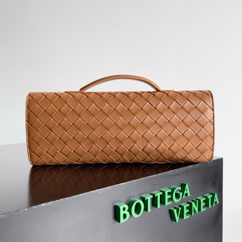 Replica Bottega Veneta BV Long Clutch Andiamo With Handle Intrecciato Brown