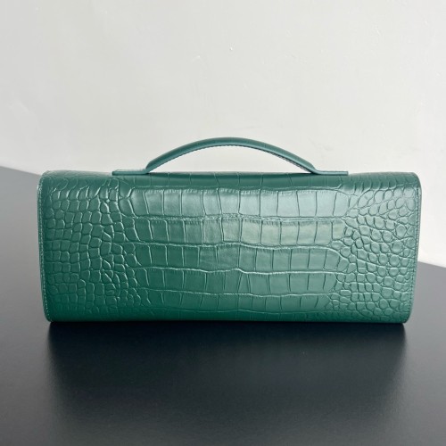 Replica Bottega Veneta BV Long Clutch Andiamo With Handle Intrecciato Dark Green