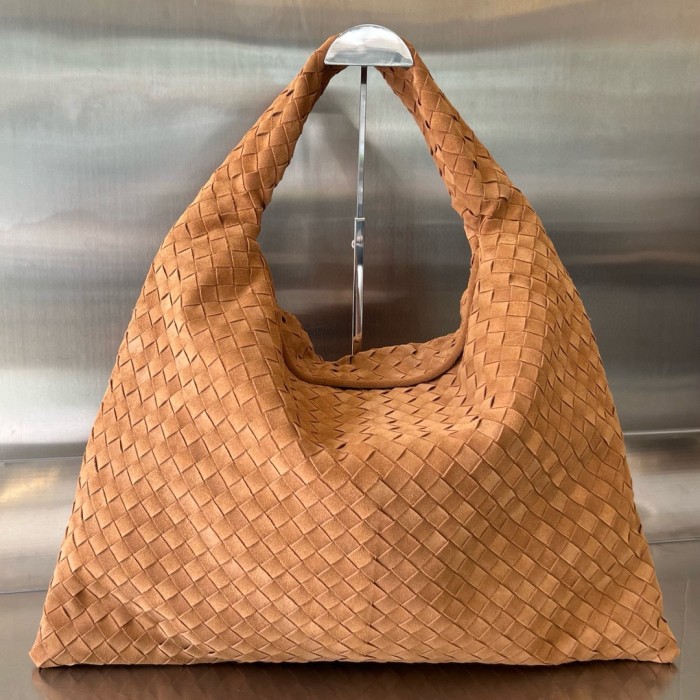 Replica Bottega Veneta BV Hop Intrecciato Suede Large Brown