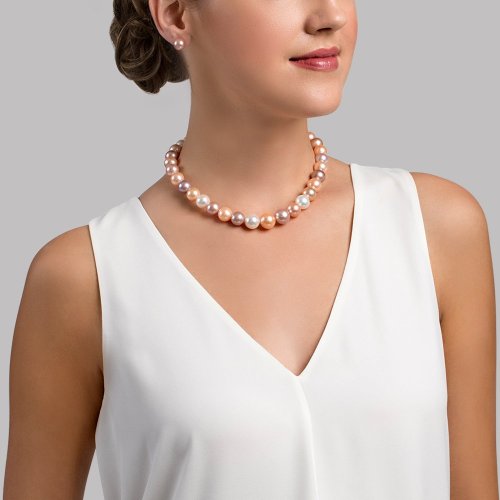 11.5-12.5mm Freshwater Multicolor Pearl Necklace - AAA Quality