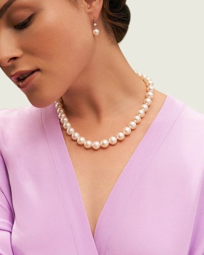 10.5-11.5mm White Freshwater Pearl Necklace - AAA Quality