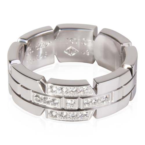 Cartier Tank Francaise Diamond Ring in 18k White Gold 0.11 CTW