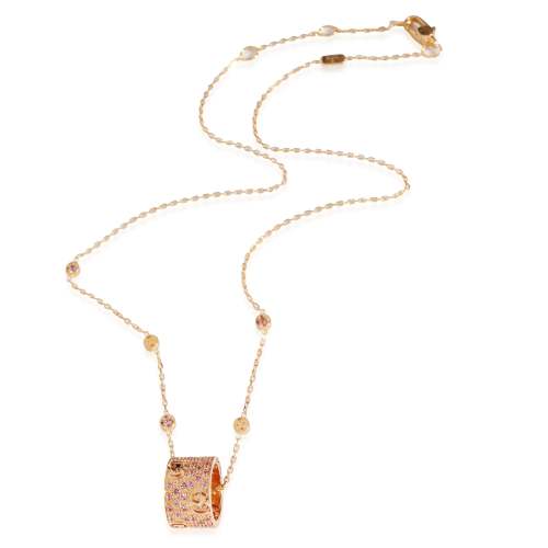 Gucci Sapphire Icon Stardust Pink Sapphire Necklace in 18K Rose Gold