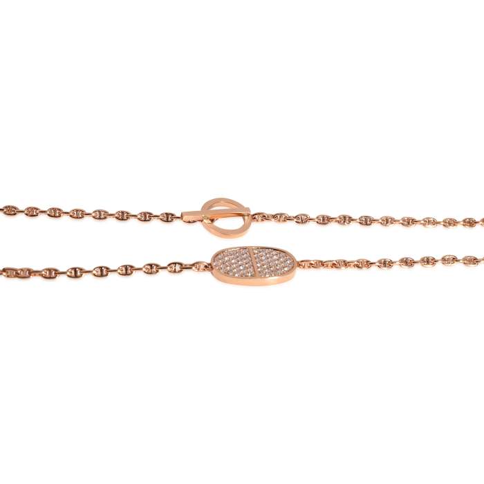 Hermès Chaine d'Ancre Verso Necklace in 18K Rose Gold 0.88 Ctw
