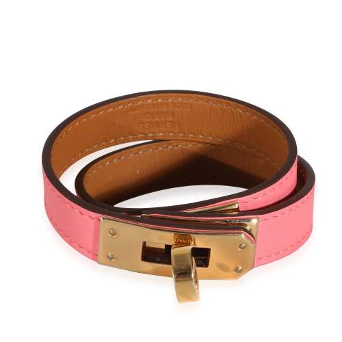 Hermès Kelly Double Tour Bracelet in Rose Azalée  Leather