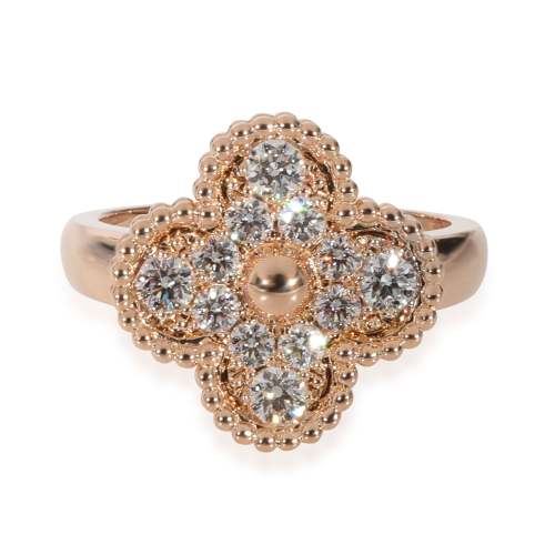 Van Cleef & Arpels Vintage Alhambra Diamond Ring in 18k Rose Gold 0.48 CTW