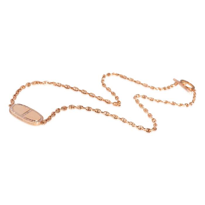 Hermès Chaine d'Ancre Verso Necklace in 18K Rose Gold 0.88 Ctw