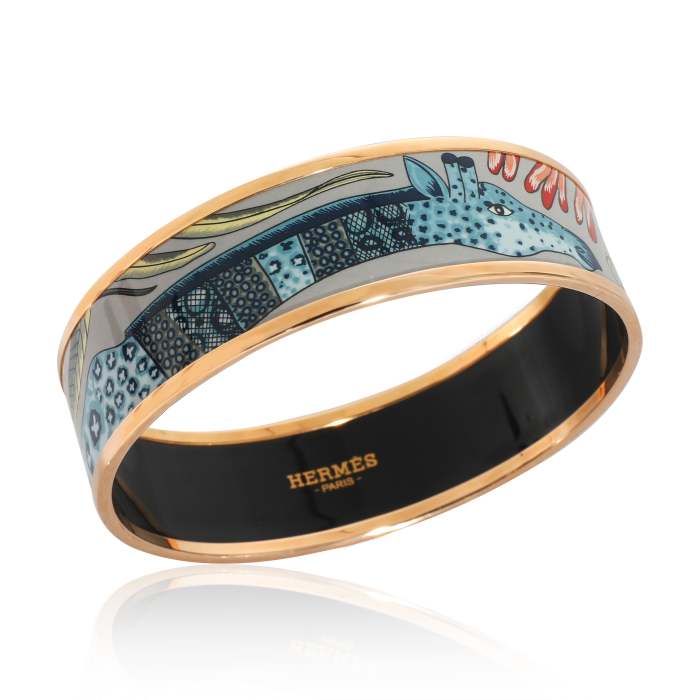 Hermès Rose Gold Plated La Marche De Savana L Romantique Enamel Bracelet (62MM)