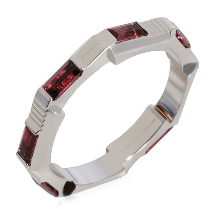 Gucci Link to Love Rubelite Band in 18K White Gold