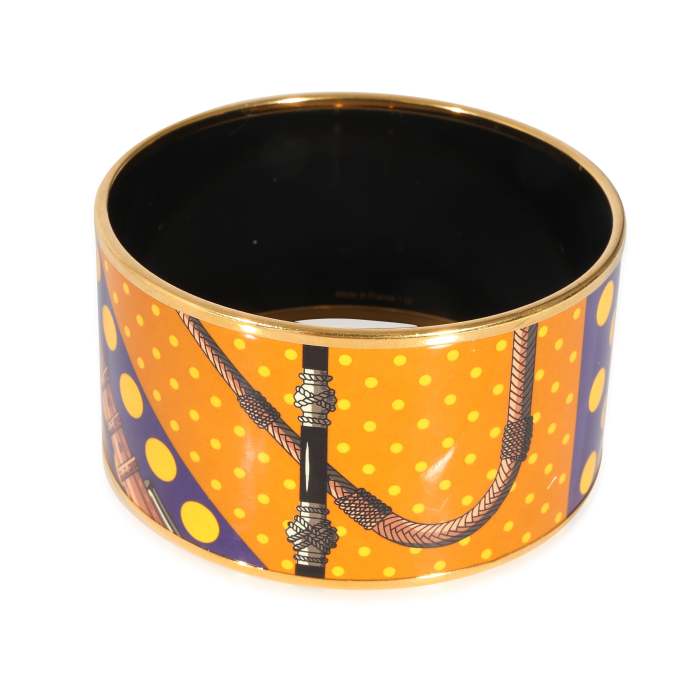 Hermès Gold Plated Clic Clac a Pois Extra Wide Enamel Bangle (62MM)