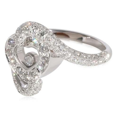 Chopard Happy Diamond Heart  Ring in 18k White Gold 0.86 CTW