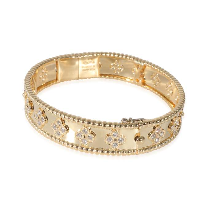 Van Cleef & Arpels Perlee Clover Diamond Bracelet in 18k Yellow Gold 1.61 CTW