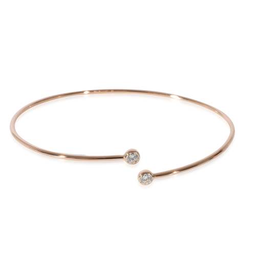 Tiffany & Co. Elsa Peretti Diamond Hoop Single-Row Bangle 18k Rose Gold 0.23 Ctw