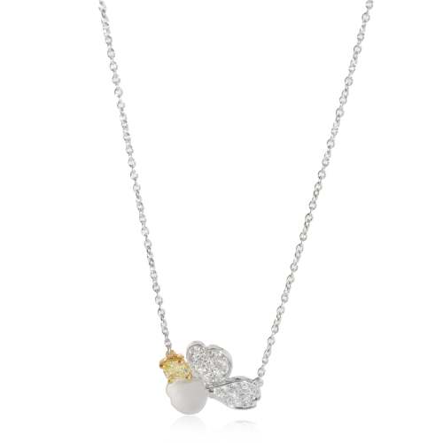 Tiffany & Co. Paper Flowers Yellow Diamond Pendant 18k Gold/Platinum 0.26 CTW