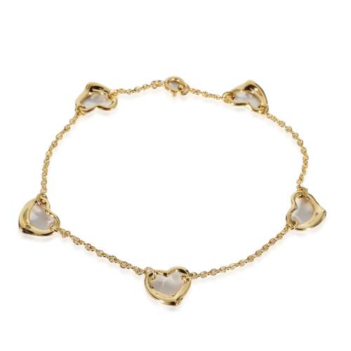 Tiffany & Co. Elsa Peretti Open Heart 5 Station Bracelet in 18K Yellow Gold