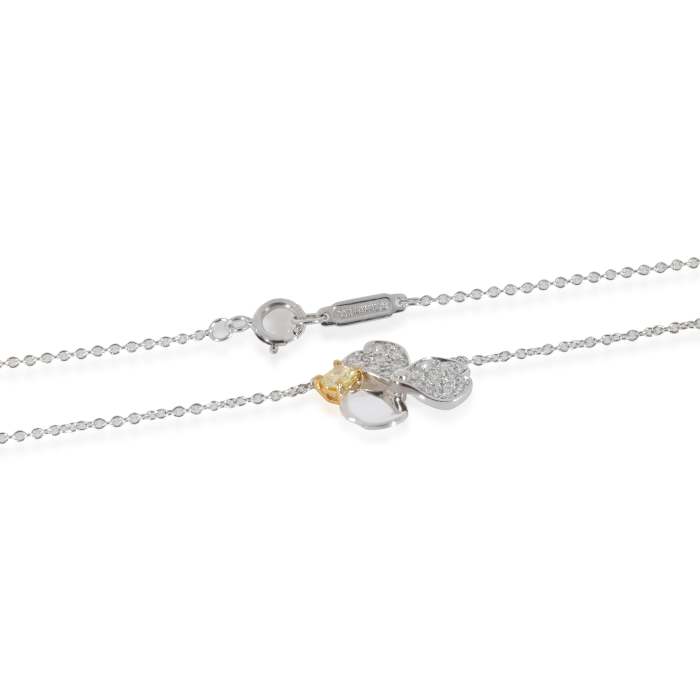 Tiffany & Co. Paper Flowers Yellow Diamond Pendant 18k Gold/Platinum 0.26 CTW