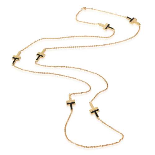 Tiffany T Black Onyx Station Necklace in 18k Yellow Gold