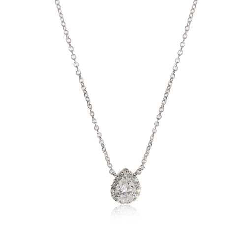 Tiffany & Co. Soleste Diamond Halo Pendant in 18k White Gold D VVS1 0.53CTW