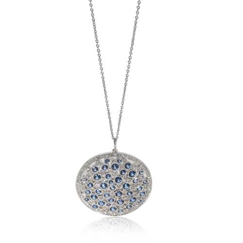 Tiffany & Co. Cobblestone Sapphire Diamond Medallion Pendant, Platinum 0.91 Ctw
